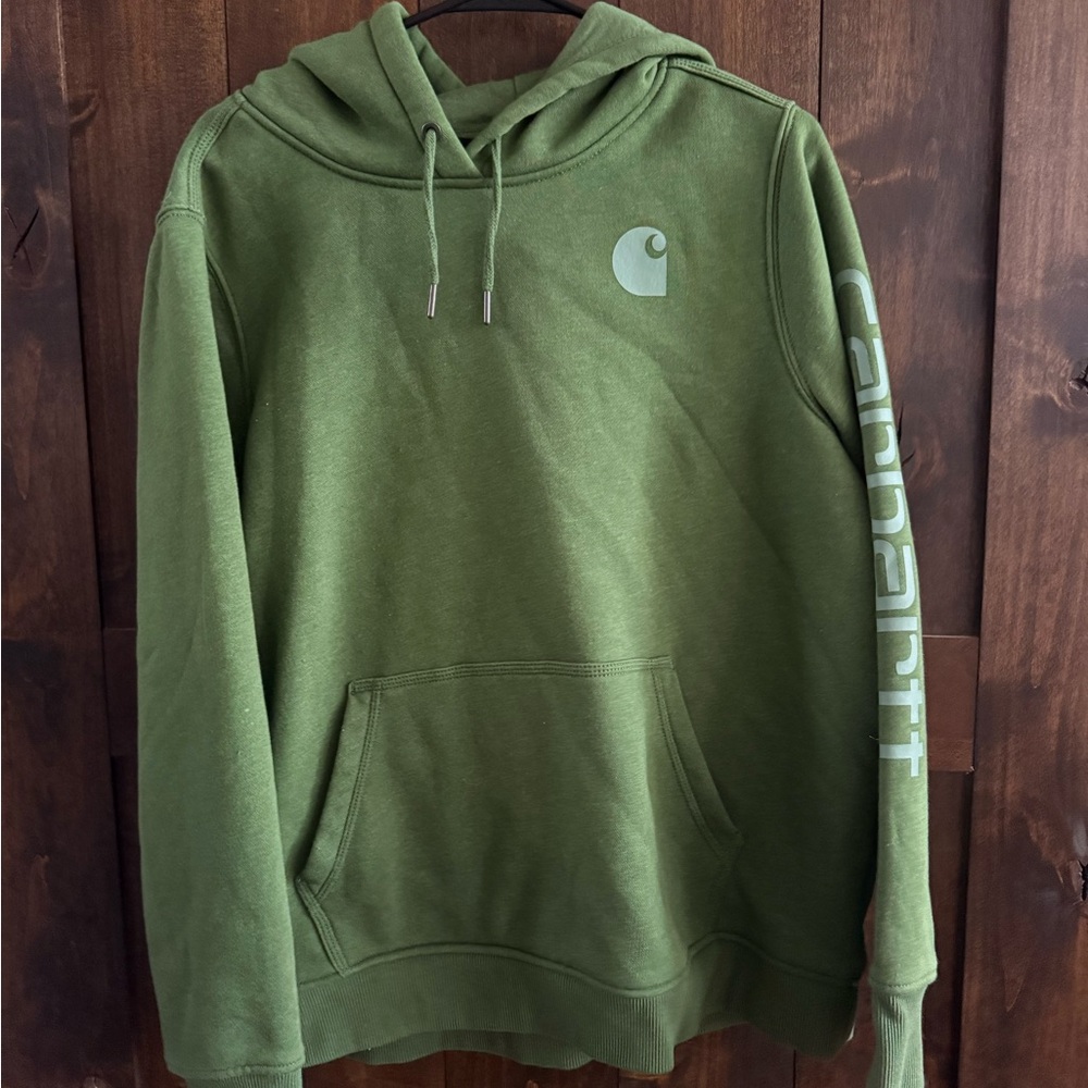 Carhartt Green Hoodie with Logo Sleeve